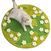 Cuvjinv 31x31-inch 3D garden cat scratcher mat in green moss protects furniture from scratches.
