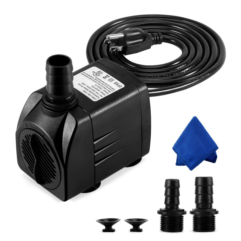 CWKJ fountain pump 400GPH in a pond promoting tranquil water circulation.