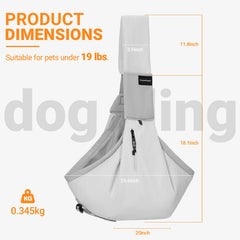 CynosCape small-dog sling carrier side view showing ergonomic carry.