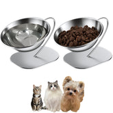 CYUmail elevated cat bowls with a 15-degree tilt for easier eating.