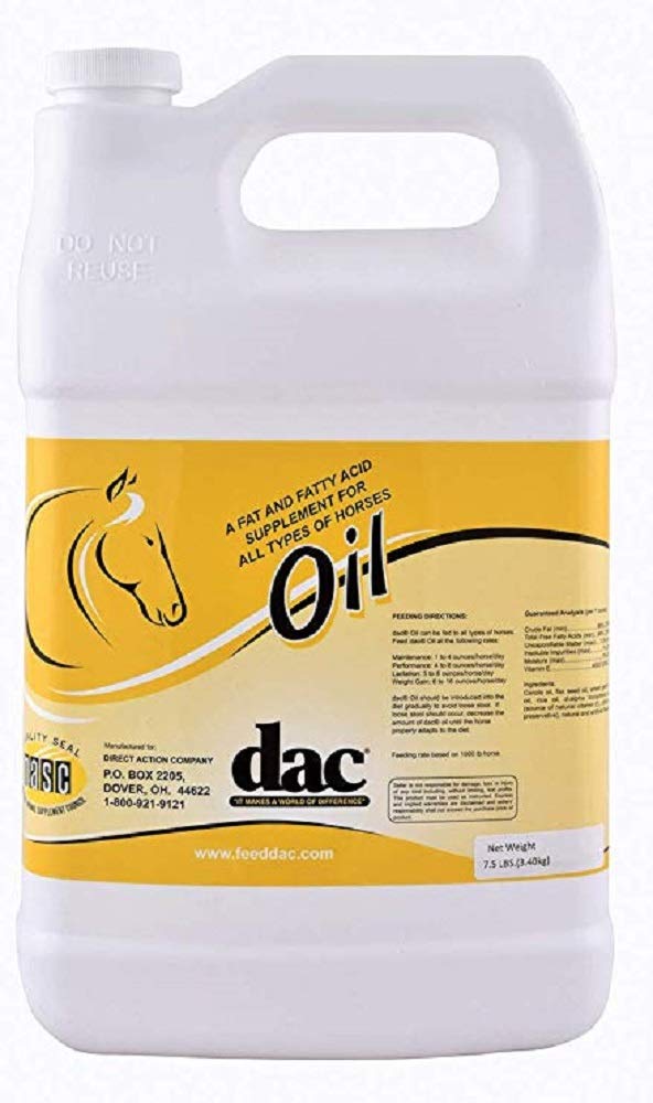 dac Vitamins and Minerals DAC Oil gallon jug pour supports weight maintenance in horses.