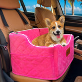 DAIIST memory foam dog car seat in Rose Red for plush on-road comfort.