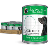 Dave's Pet Food bland dog food lamb and rice canned pâté for sensitive stomach comfort.