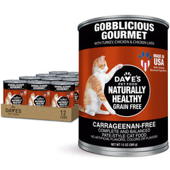 Dave's Pet Food Gobblicious Gourmet pate can front view showing premium texture