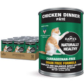 Dave's Pet Food grain-free cat pate chicken can showing rich texture for palatable meals.