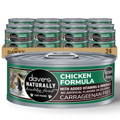Dave's Pet Food grain-free wet cat pate chicken front can, convenient protein source