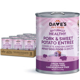 Dave’s Pet Food grain-free wet pork and sweet potato can, ready to top meals