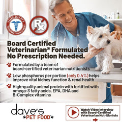 Dave's Pet Food kidney-support serving bowl with chicken crumble ready to eat.