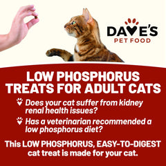 Dave's Pet Food Renal Cat Treats offer sweet potato flavor with fiber-rich nutrition.