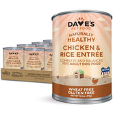 Dave's Pet Food wet dog food chicken and rice 12-pack can, ready to serve