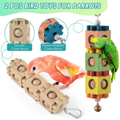 DBNESS square chew blocks with grooves mimic tree hollows for stimulating parrots