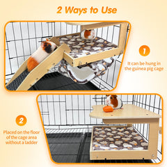DCIAER Guinea Pig Hideout hammock provides secure lounging on wooden frame.