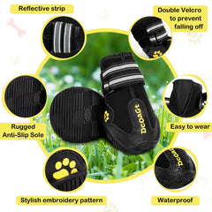 DcOaGt dog shoes anti-slip soles provide traction on floors and trails.