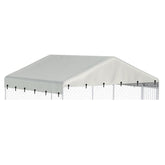 Ddeman 10x10 beige kennel cover protecting an outdoor dog kennel