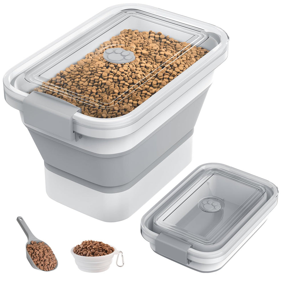 DDMOMMY dog food storage container with closed lid for fresh, mess-free storage