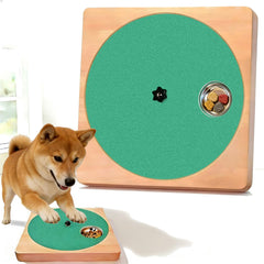 Deapher adjustable resistance dog nail scratch board with six treat bowls for interactive grooming.