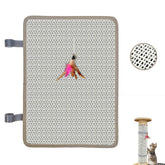 Deapher wrap-around nail file on a cat scratching post for convenient nail maintenance.