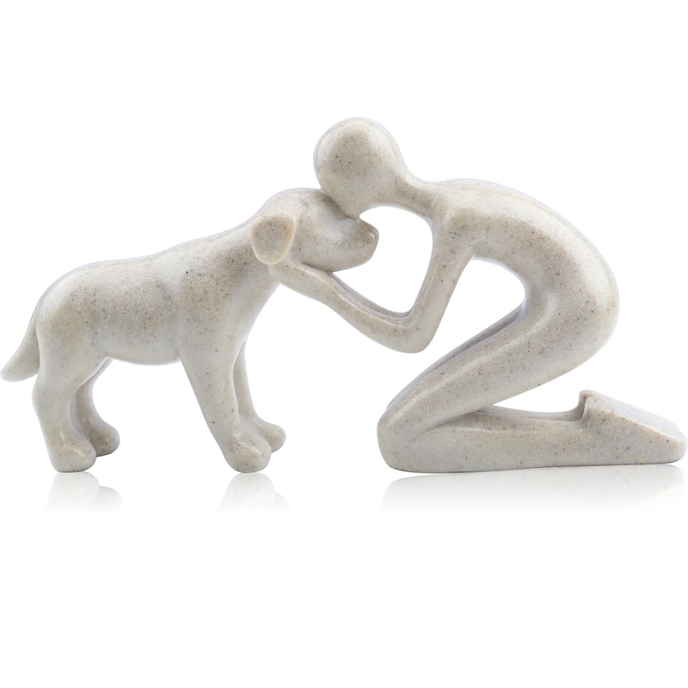 DearKeeps dog memorial statue in sandstone finish for dignified home remembrance.