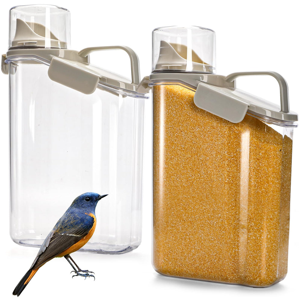 DEAYOU 2-pack bird seed container with pour spout for easy dispensing