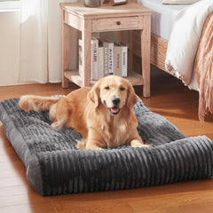 DEBANG HOME dog bed with dark gray striped fabric for cozy sleeps