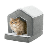 DEBANG HOME orthopedic cat house in gray for cozy naps.