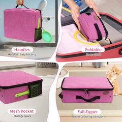 Deblue pink litter box uses waterproof fabric to reduce leaks during travel