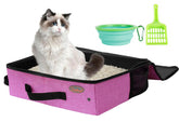 Deblue portable cat litter box with lid in pink for mess-free car trips