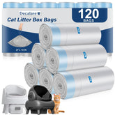 Decalare 120-count cat litter bags pack for NeakM1 and Petpiv boxes, leak-proof disposal.