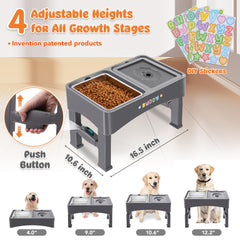 Decflow foldable dog bowl stand shown for travel and storage
