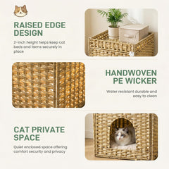 DeepRedCoast rattan litter house interior with removable litter mat