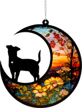 DeerZone Dog Memorial Suncatcher with name and date illuminated by sun for remembrance