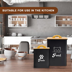 Dekosilave small cat food storage container with scoop keeps snacks handy.