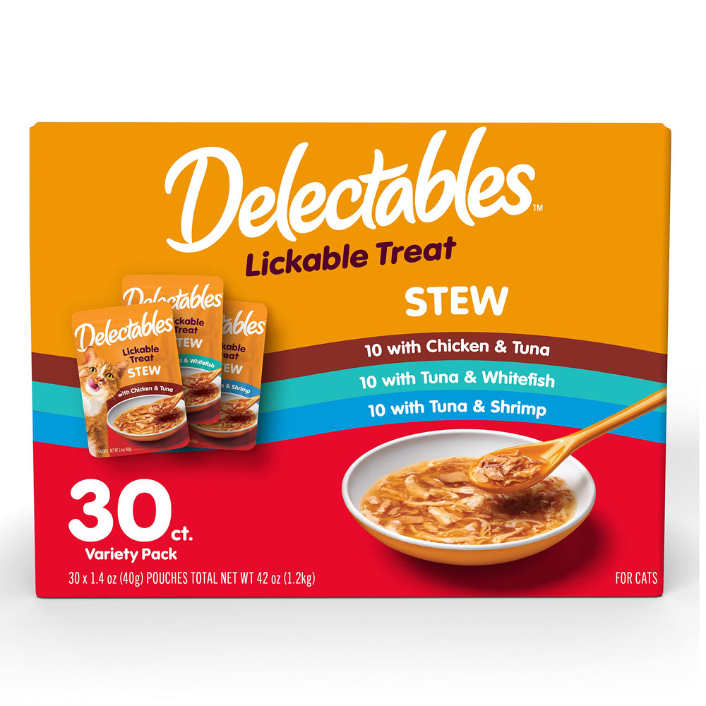 Delectables Lickable Treat Stew pouch front showing hydration