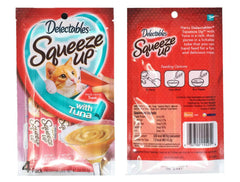 Delectables Squeeze Up Hartz Tuna cat treats hand feeding demonstration for bonding