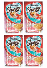 Delectables Squeeze Up Hartz Tuna cat treats packaging shows resealable tubes for easy serving