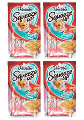 Delectables Squeeze Up Hartz Tuna cat treats packaging shows resealable tubes for easy serving