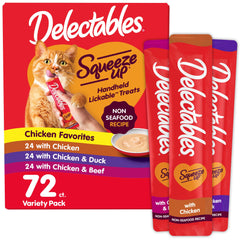 Delectables Squeeze Up variety pack front view highlights 72 tubes for daily rewards.