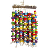 Deloky extra-large parrot toy with multicolored wooden blocks for engaging chewing and climbing.