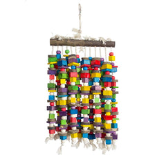 Deloky large 23.5 by 11.5 inch parrot toy provides elevated perch and chew time.
