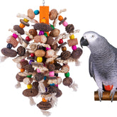 Deloky large parrot toy with natural nuts and corn for safe chewing and enrichment.