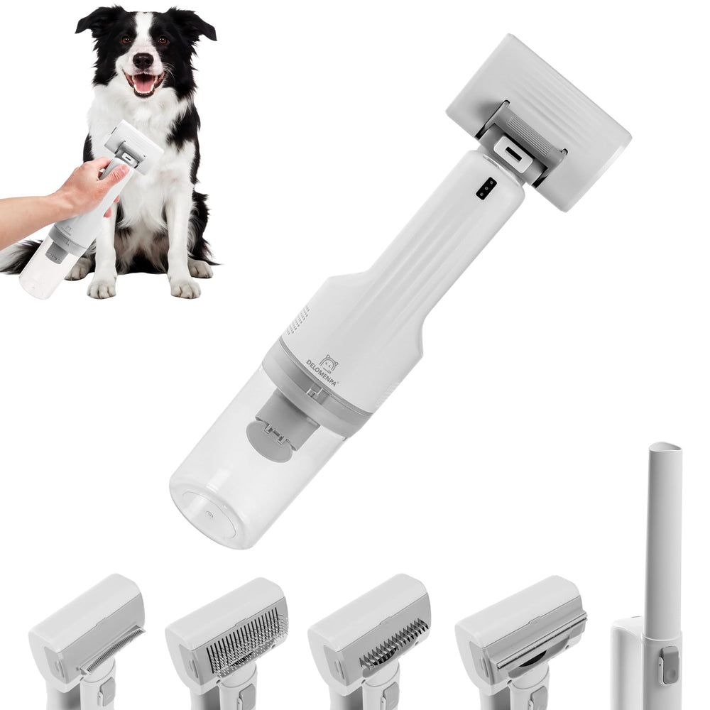 Delomenpa deshedding brush with vacuum suction captures loose fur for cleaner rooms.