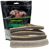 Deluxe Naturals Elk Antler Chews pack of 4 for small dogs, durable long-lasting entertainment.