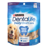Dentalife DentaLife large dog treats packaging highlighting resealability for freshness