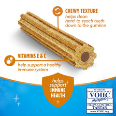 Dentalife chew texture highlighting porous design to reach gumline.