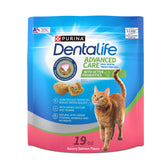 Purina DentaLife salmon-flavor treats bag close-up highlighting porous texture for dental care