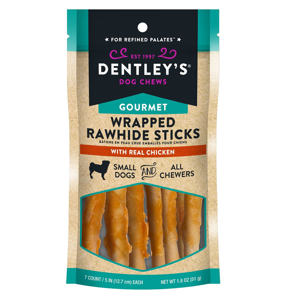 DENTLEY'S Rawhide Twists small chicken pack image, ideal for keeping small dogs happily occupied.