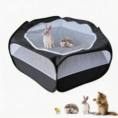 Denyskwin small-animal playpen with zippered mesh cover for secure, worry-free playtime.