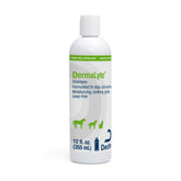 DermaLyte Shampoo bottle pour showing easy rinse for sensitive skin on pets