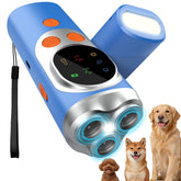 Dessports anti bark device with three ultrasonic emitters for wider barking control.