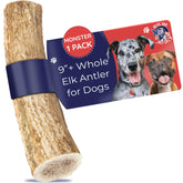 Devil Dog Elk Antler Monster 9-inch chew for durable, long-lasting sessions.